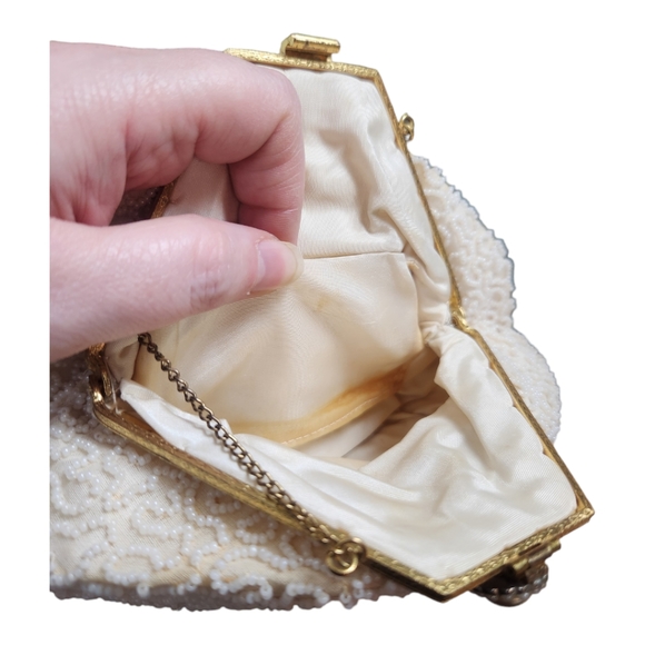 Antique Victorian Ornate Micro Beaded Evening Mini Opera Bag with Jeweled Clasp - Picture 7 of 13